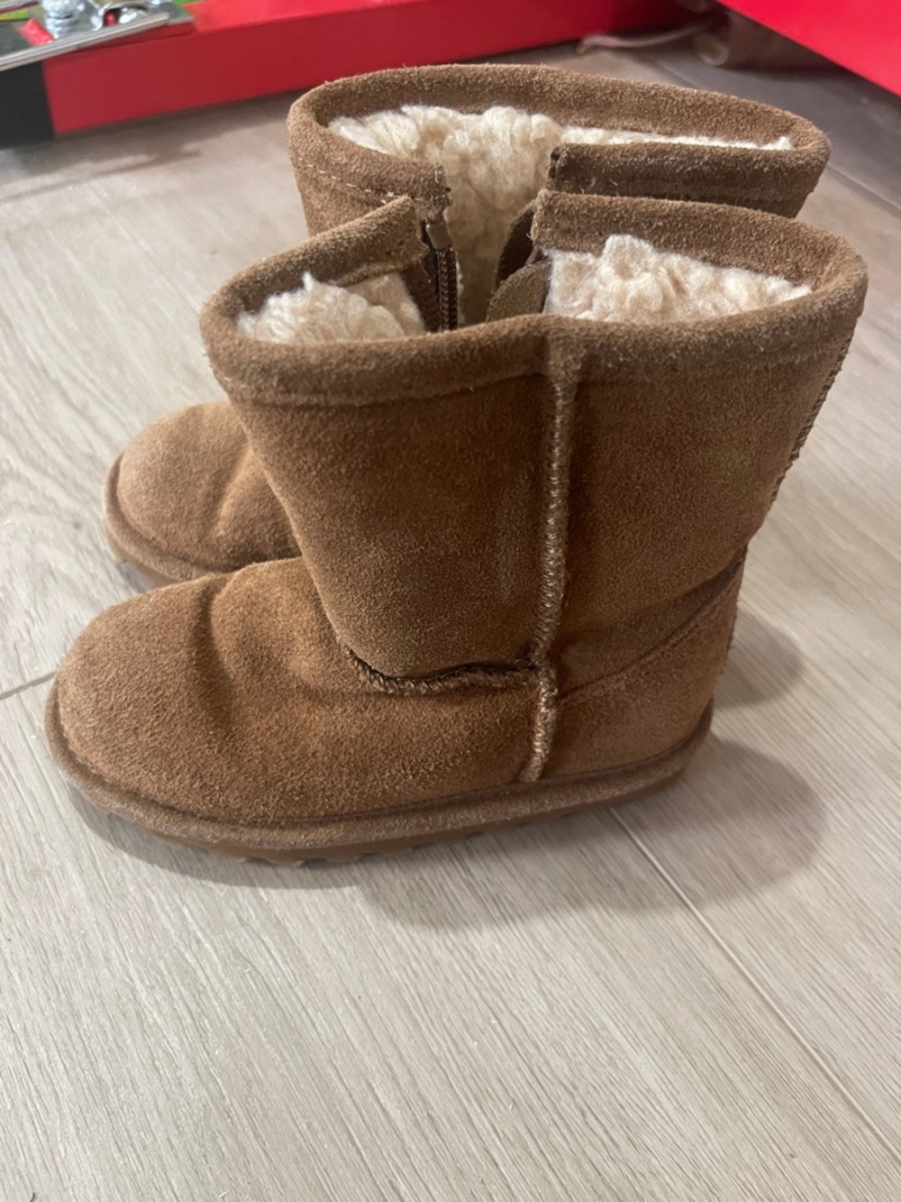 BearPaw Kids Chestnut Suede Shearling-Lined Boots